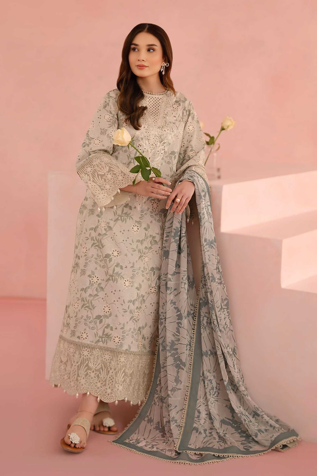 Afrozeh Lawn Chikankari Embroidered Unstitched 3-Piece Suit