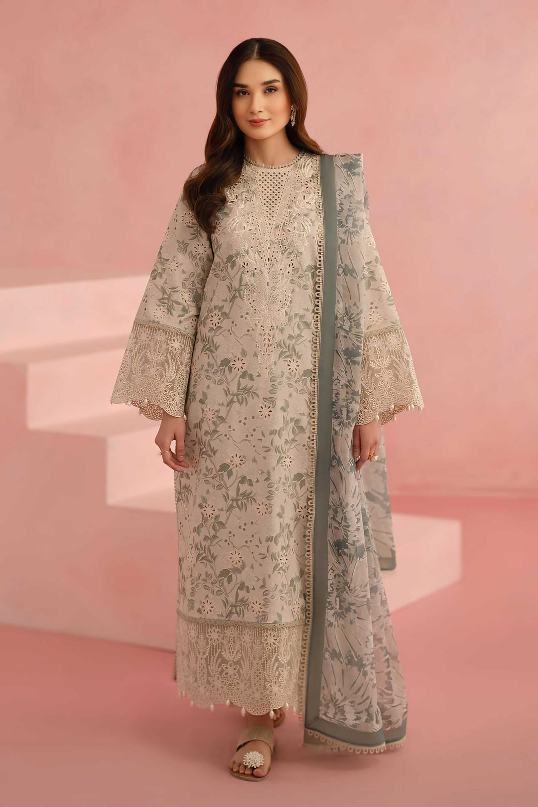 Afrozeh Lawn Chikankari Embroidered Unstitched 3-Piece Suit
