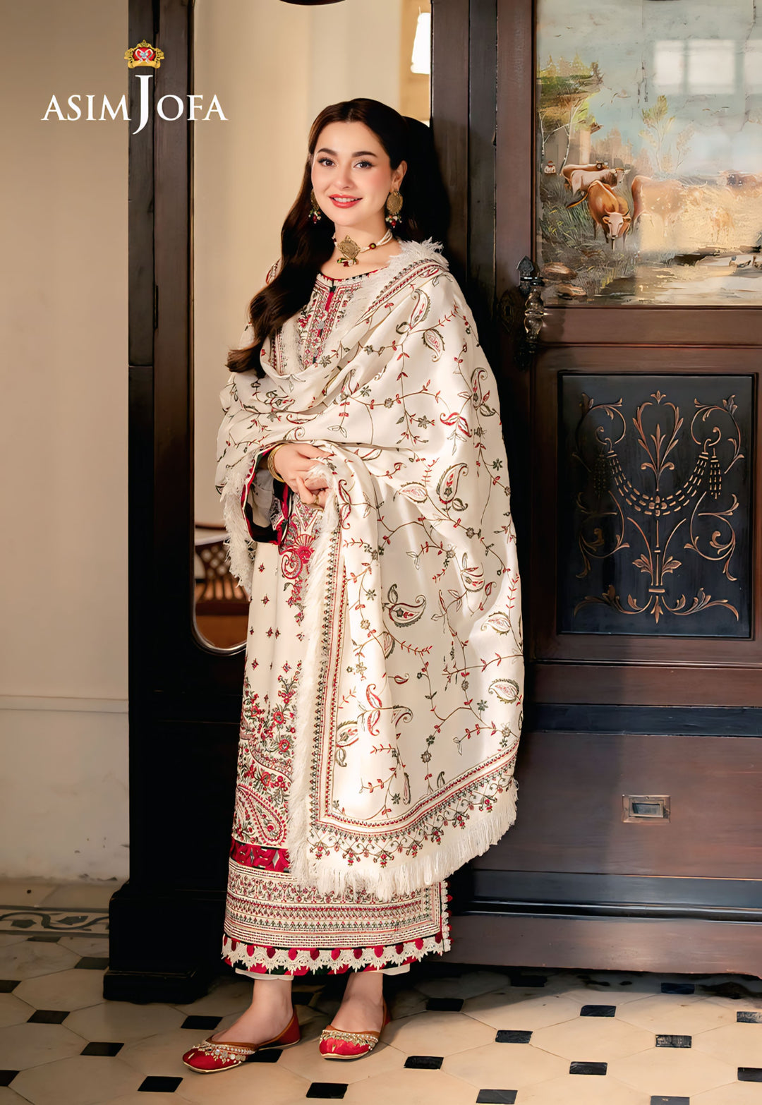 Asim Jofa Winter Collection Premium Embroidered Dhanak Unstitched 3PC Suit