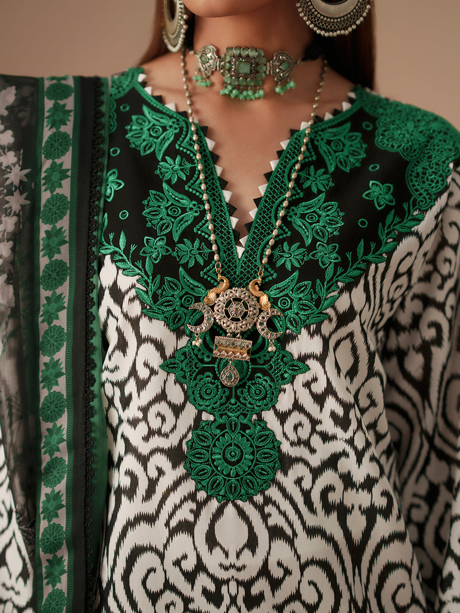 Bin Ilyas Summer Lawn Embroidered Unstitched 3PC MS-1066