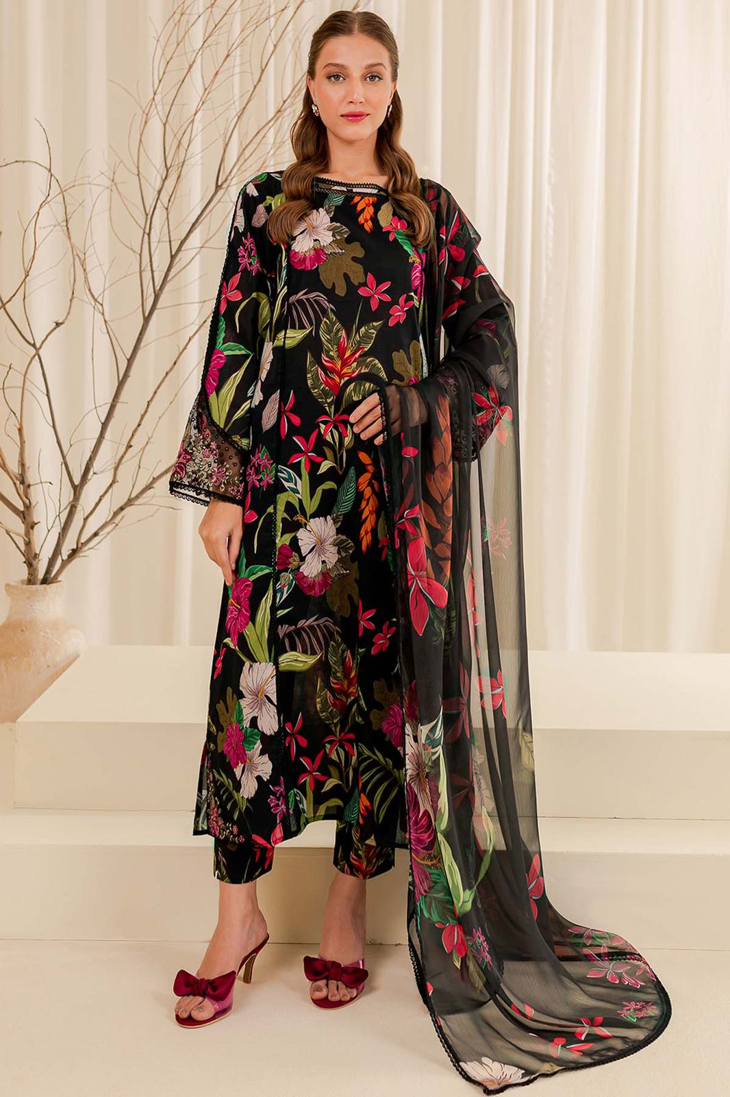 Farasha Summer Lawn Embroidered Unstitched 3PC FF-1060
