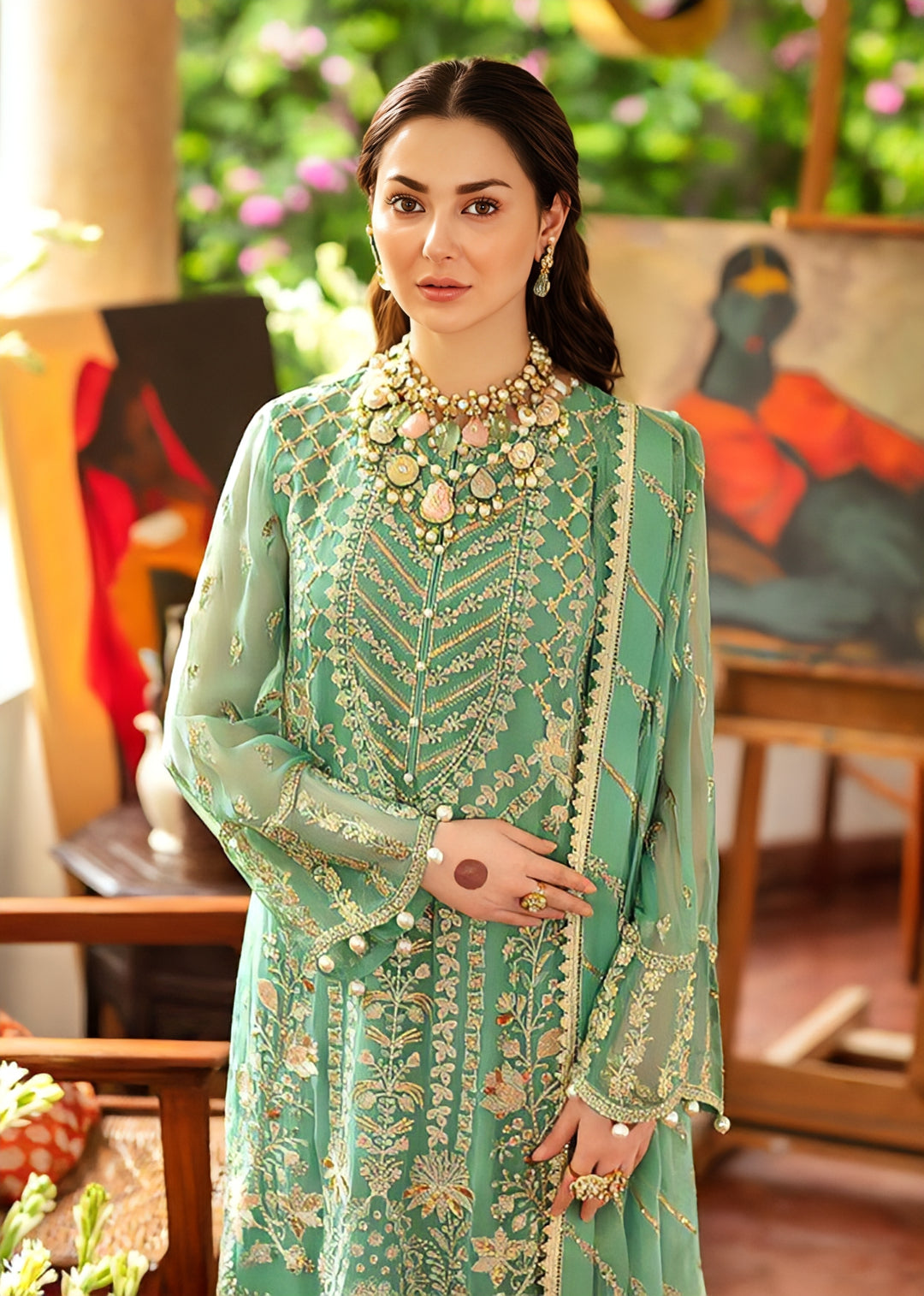 Afroze Chiffon Embroidered Unstitched 3PC LU-2344