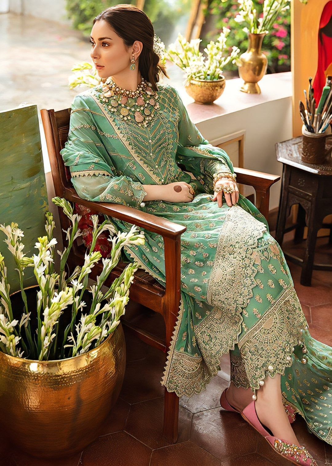 Afroze Chiffon Embroidered Unstitched 3PC LU-2344
