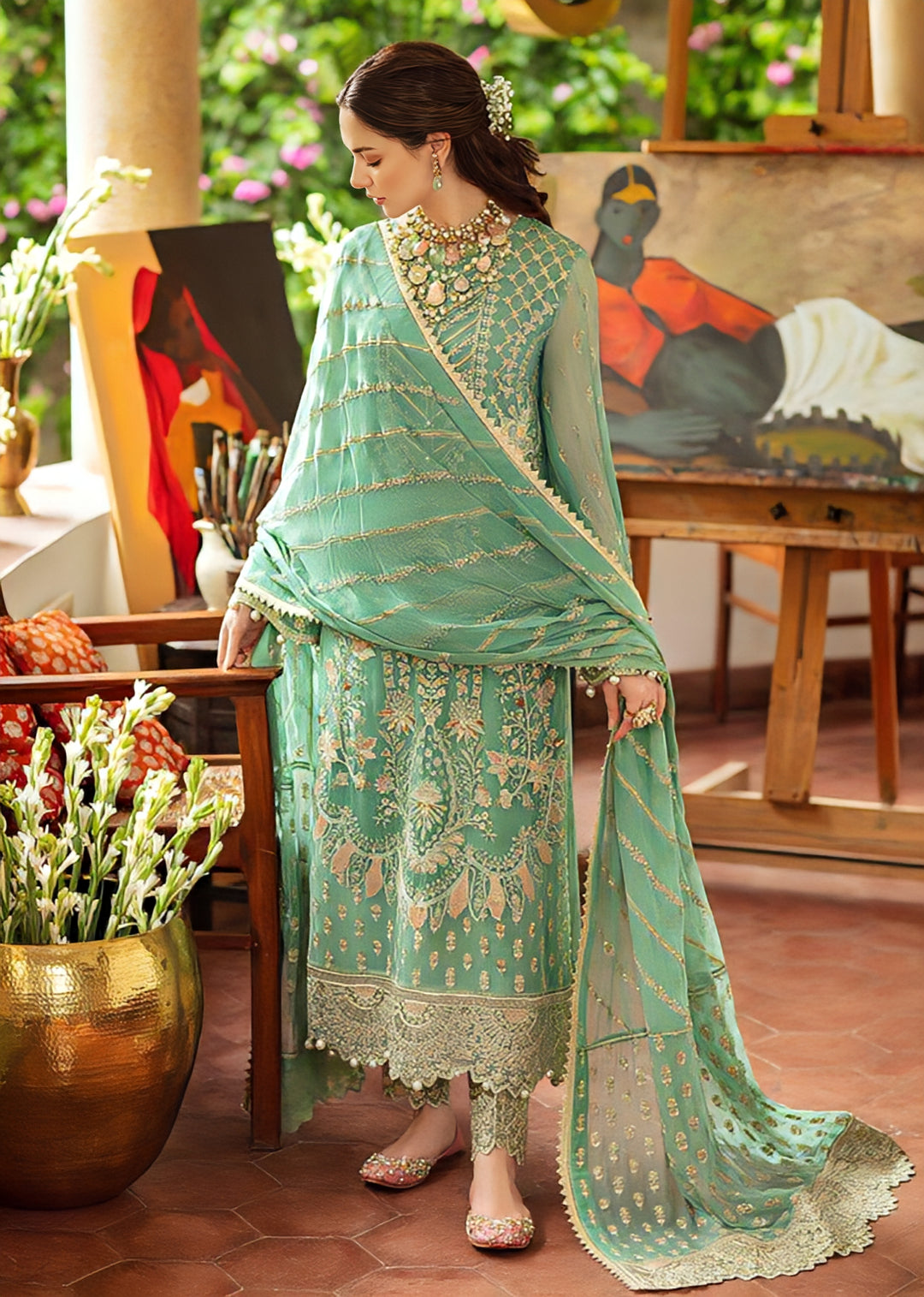 Afroze Chiffon Embroidered Unstitched 3PC LU-2344