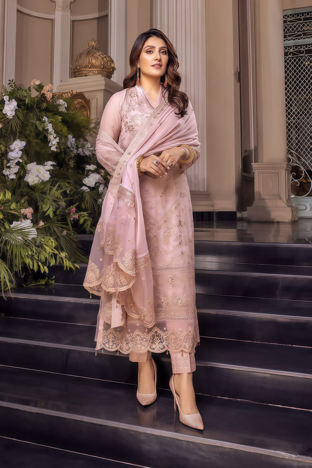 Azure Chiffon Embroidered Luxury Unstitched 3 Piece Suit