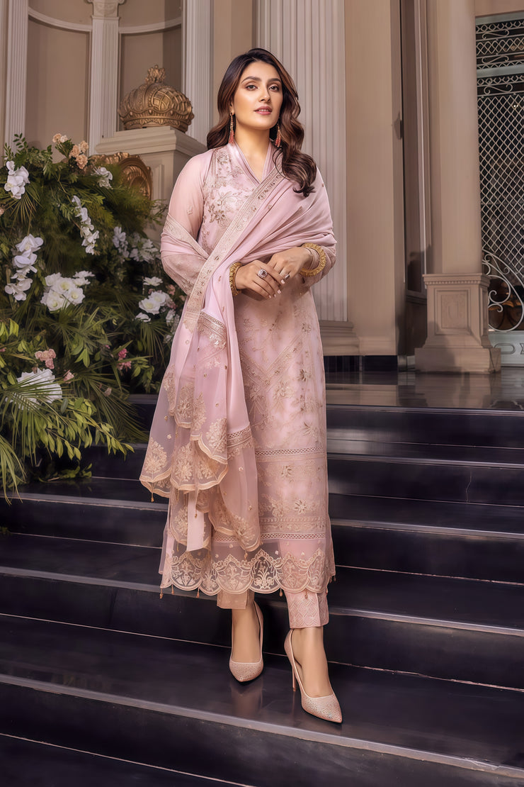 Azure Chiffon Embroidered Luxury Unstitched 3 Piece Suit