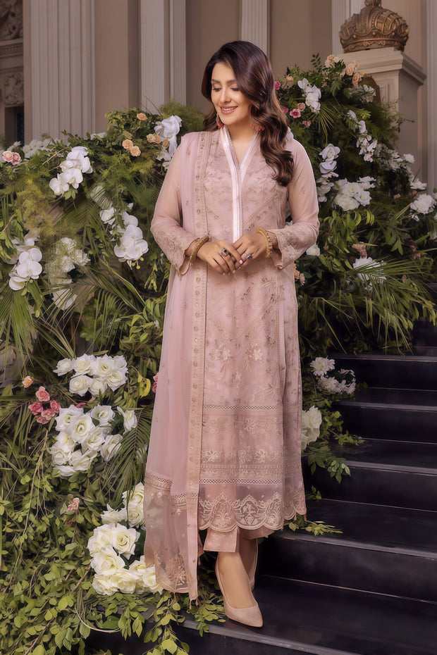 Azure Chiffon Embroidered Luxury Unstitched 3 Piece Suit