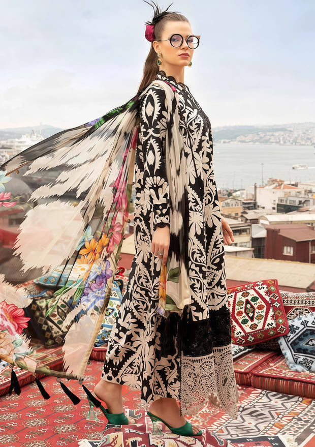 Maria.B Lawn Printed Embroidered Patchwork Unstitched 3PC Suit