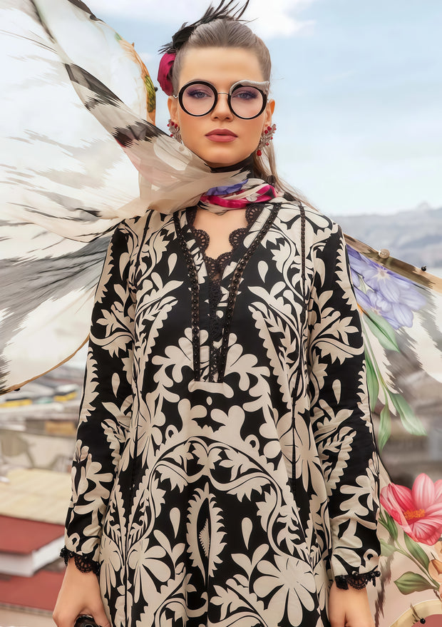 Maria.B Lawn Printed Embroidered Patchwork Unstitched 3PC Suit