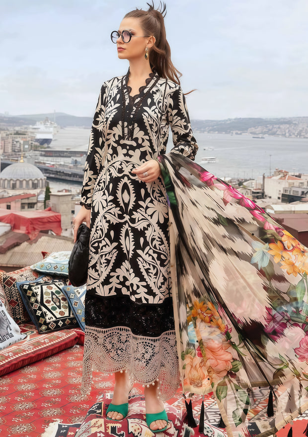 Maria.B Lawn Printed Embroidered Patchwork Unstitched 3PC Suit