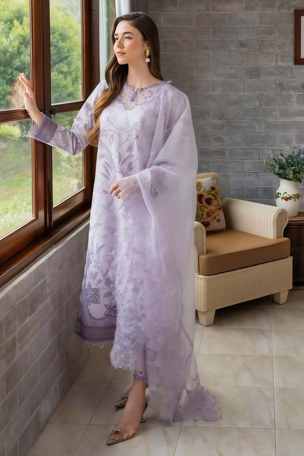 MUSHQ Lawn Embroidered Patchwork 3PC Unstitched Suit with Organza Dupatta