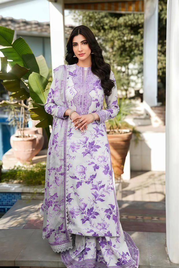 ANEELA Luxury Lawn Printed & Embroidered 3PC Unstitched Suit – Summer 2025