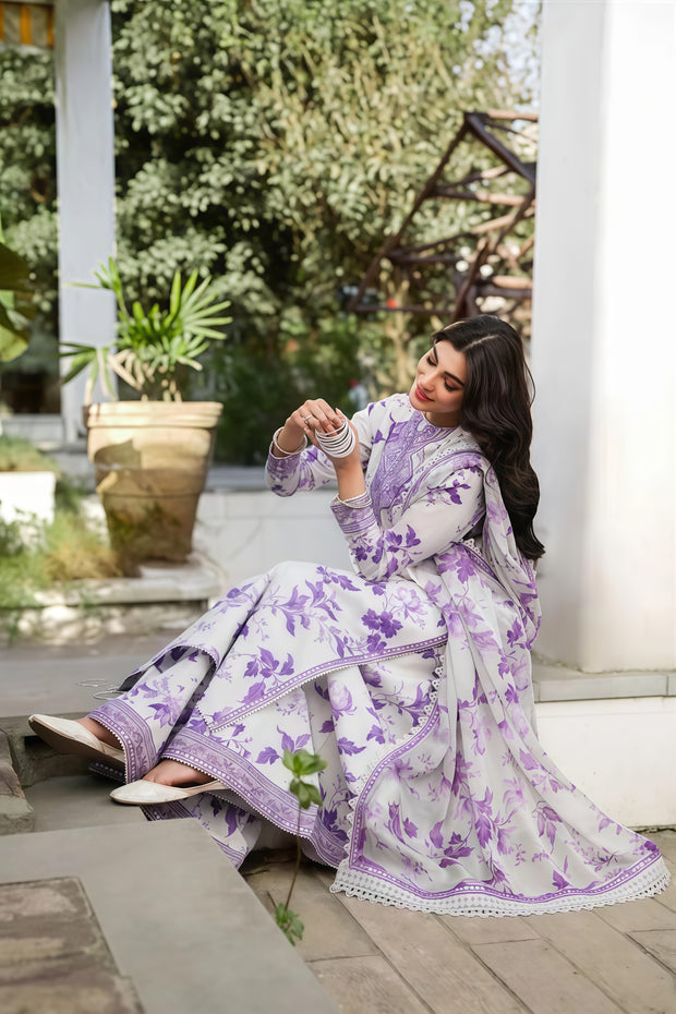ANEELA Luxury Lawn Printed & Embroidered 3PC Unstitched Suit – Summer 2025