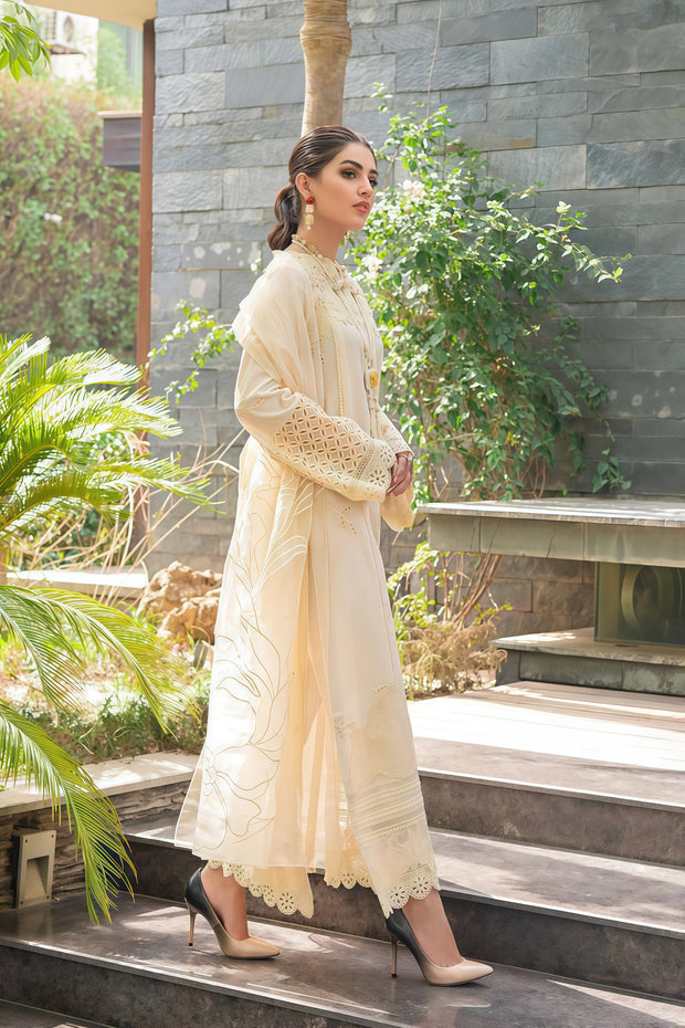 MUSHQ Luxury Chikankari Embroidered 3Pc Unstitched Suit – Cotton Lawn