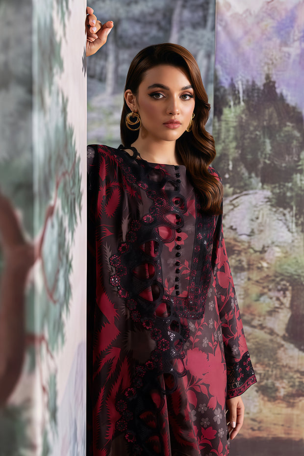 Ramsha Embroidered Lawn Suit – Unstitched 3 Piece | Chiffon Dupatta