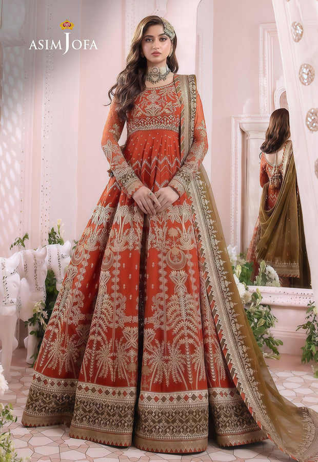 Asim Jofa Luxury Chiffon Embroidered Frock – Unstitched 3 Piece | Silk Trouser