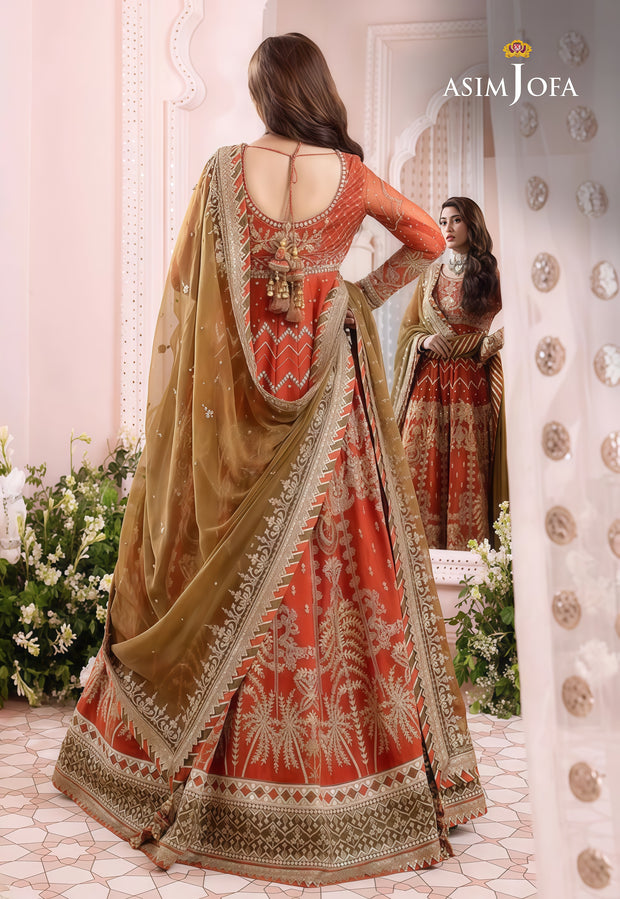 Asim Jofa Luxury Chiffon Embroidered Frock – Unstitched 3 Piece | Silk Trouser