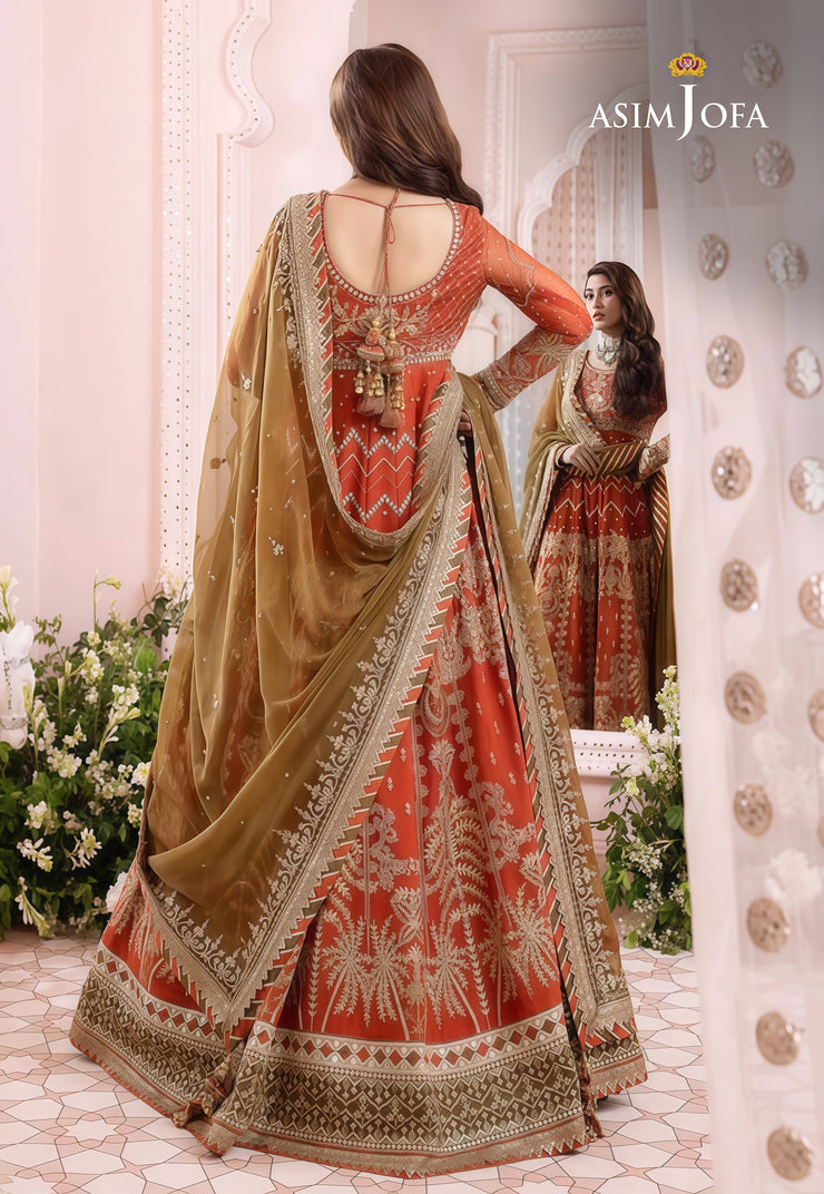 Asim Jofa Luxury Chiffon Embroidered Frock – Unstitched 3 Piece | Silk Trouser