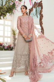 Maria.B Luxury Chiffon Embroidered Suit – Unstitched 3 Piece | 3D Floral Work