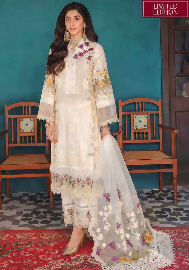 ELAF Luxury Cotton Embroidered 3Pc Unstitched Suit – Spengle & Cutwork Detailing
