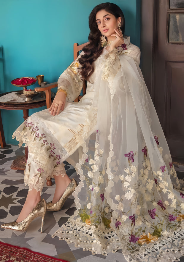 ELAF Luxury Cotton Embroidered 3Pc Unstitched Suit – Spengle & Cutwork Detailing