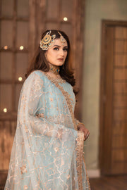 Hira Mani Maxi – Net Embroidered Unstitched 3 Piece | Sequence, Pearl & Mirror