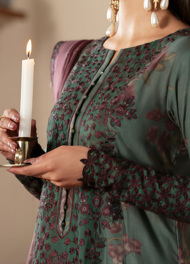 Iznik Lawn Embroidered Patchwork Unstitched 3 Piece Suit with Chiffon Dupatta