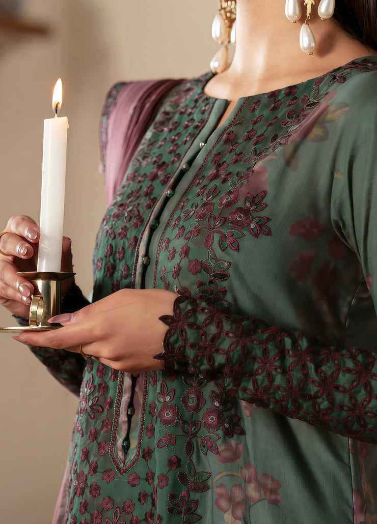 Iznik Lawn Embroidered Patchwork Unstitched 3 Piece Suit with Chiffon Dupatta