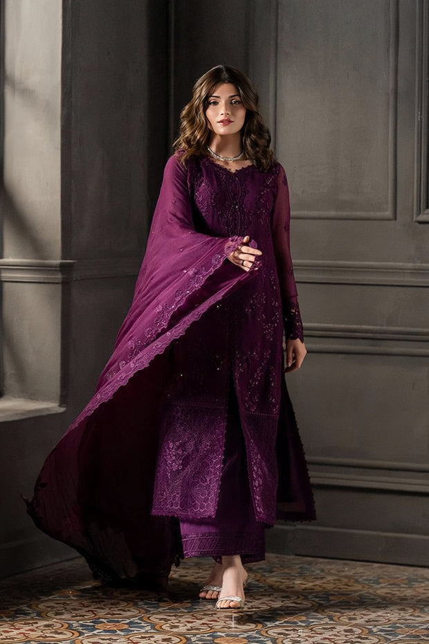 Azure Chiffon Luxury Heavy Embroidered Unstitched 3 Piece Suit with Silk Trouser
