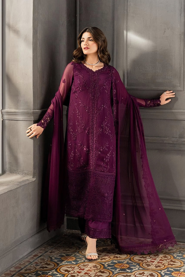 Azure Chiffon Luxury Heavy Embroidered Unstitched 3 Piece Suit with Silk Trouser