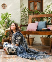 Sapphire Linen Embroidered Patch Work Unstitched 3 Piece Suit – Winter Collection