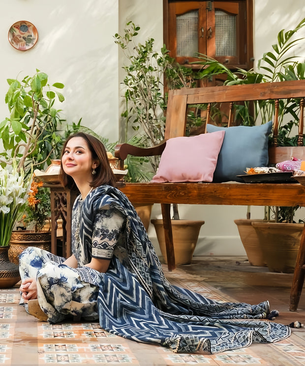Sapphire Linen Embroidered Patch Work Unstitched 3 Piece Suit – Winter Collection