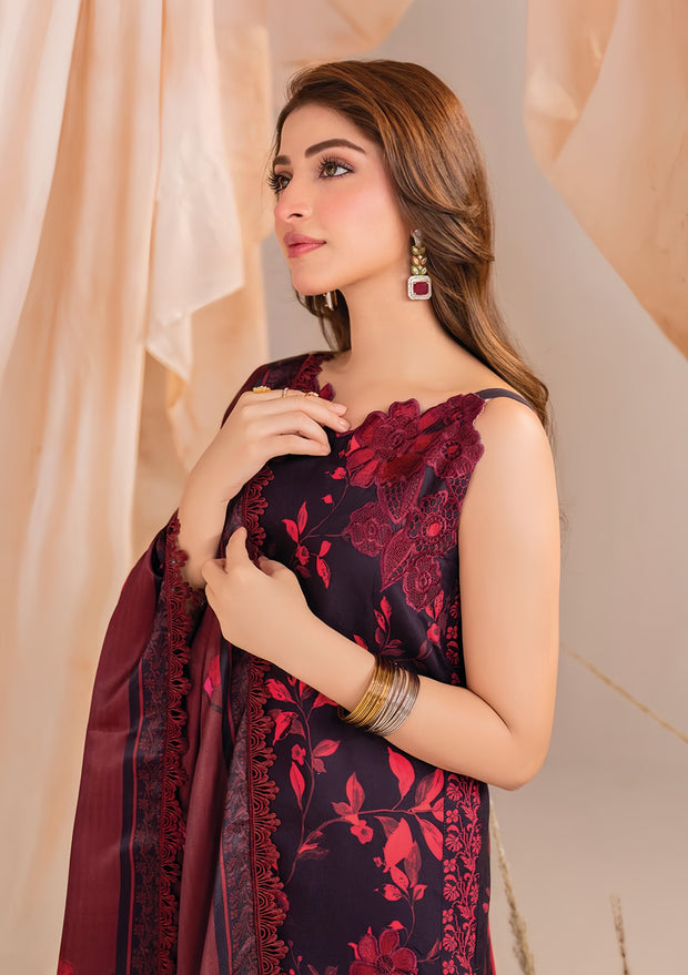 Asifa & Nabeel Linen Embroidered Patch Work Unstitched 3 Piece Suit – Winter Collection