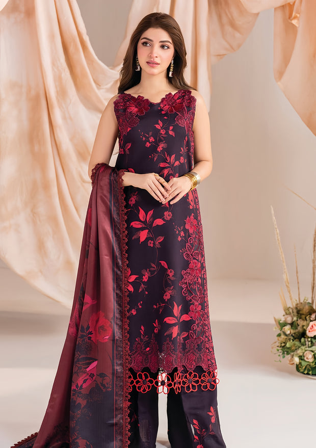 Asifa & Nabeel Linen Embroidered Patch Work Unstitched 3 Piece Suit – Winter Collection