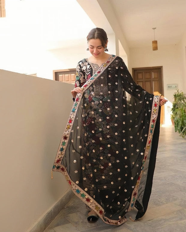 Haseen Mehnaz Chiffon Embroidered Sequence Luxury Unstitched 3PC Suit