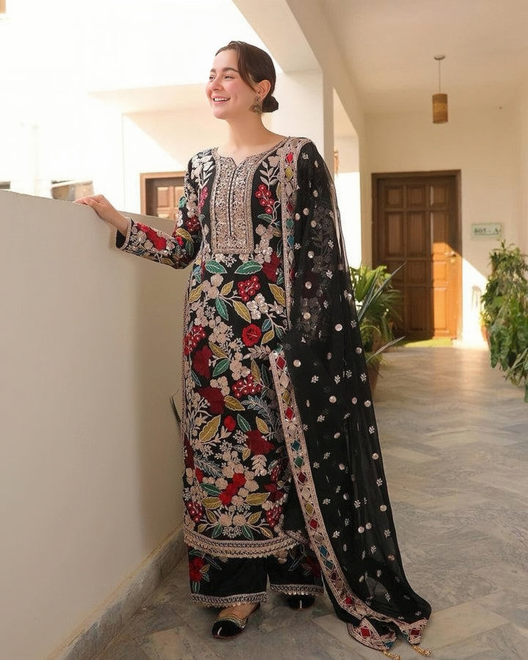 Haseen Mehnaz Chiffon Embroidered Sequence Luxury Unstitched 3PC Suit