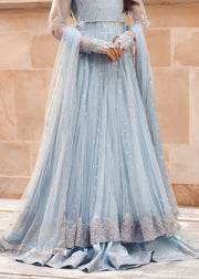 Elanora Sky Blue Maxi – Luxury Wedding Collection | Net Fabric with Koora Dabka & Pearl Hand Embroidery