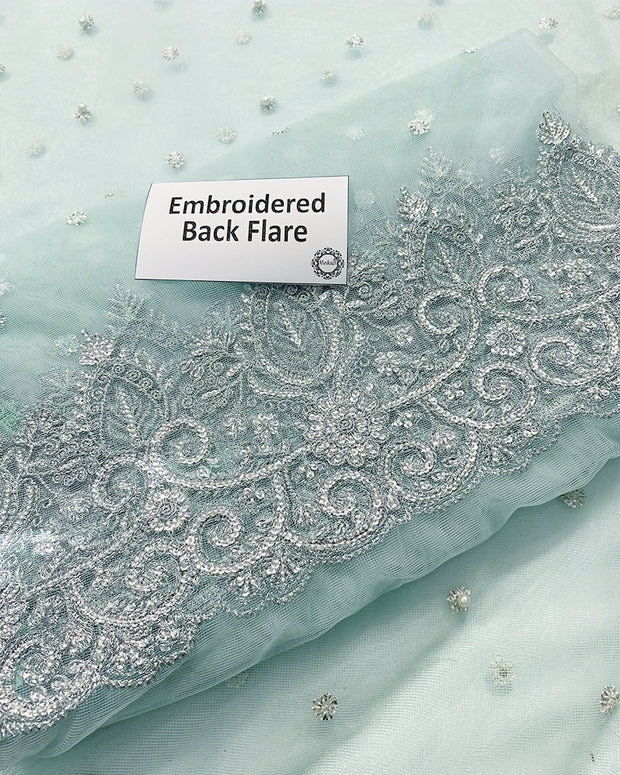 Elanora Sky Blue Maxi – Luxury Wedding Collection | Net Fabric with Koora Dabka & Pearl Hand Embroidery