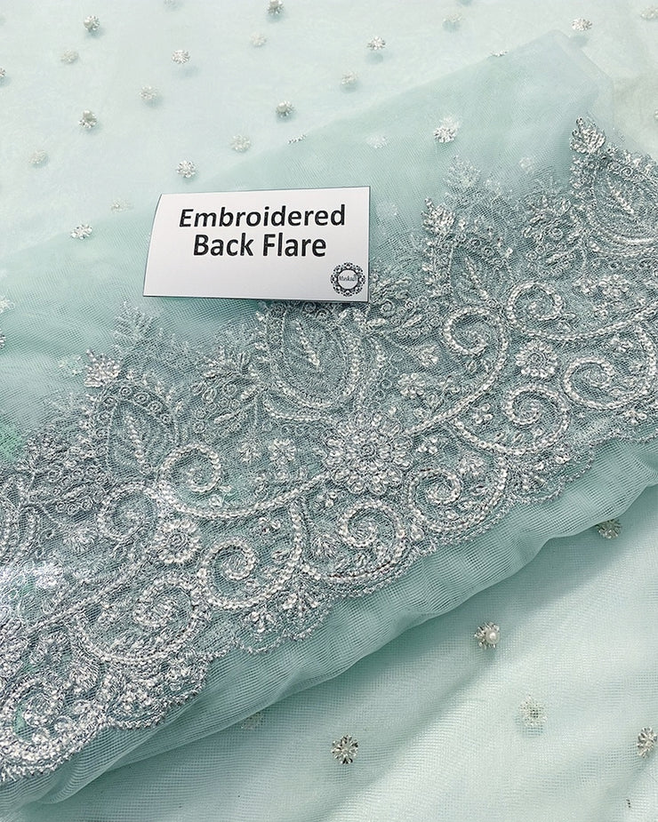 Elanora Sky Blue Maxi – Luxury Wedding Collection | Net Fabric with Koora Dabka & Pearl Hand Embroidery