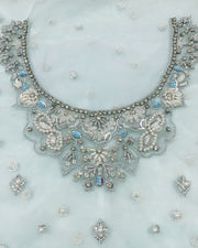 Elanora Sky Blue Maxi – Luxury Wedding Collection | Net Fabric with Koora Dabka & Pearl Hand Embroidery