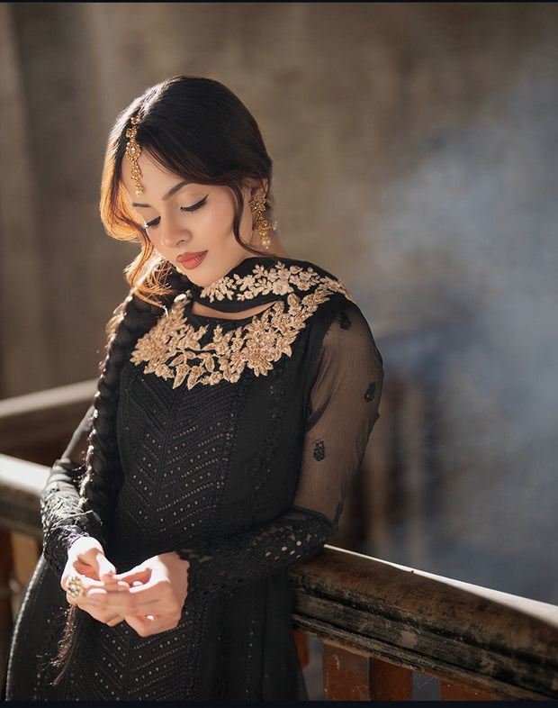 Azure Luxury Chiffon Embroidered 3PC Unstitched Suit | Formal & Wedding Wear