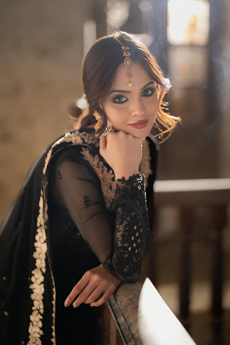 Azure Luxury Chiffon Embroidered 3PC Unstitched Suit | Formal & Wedding Wear