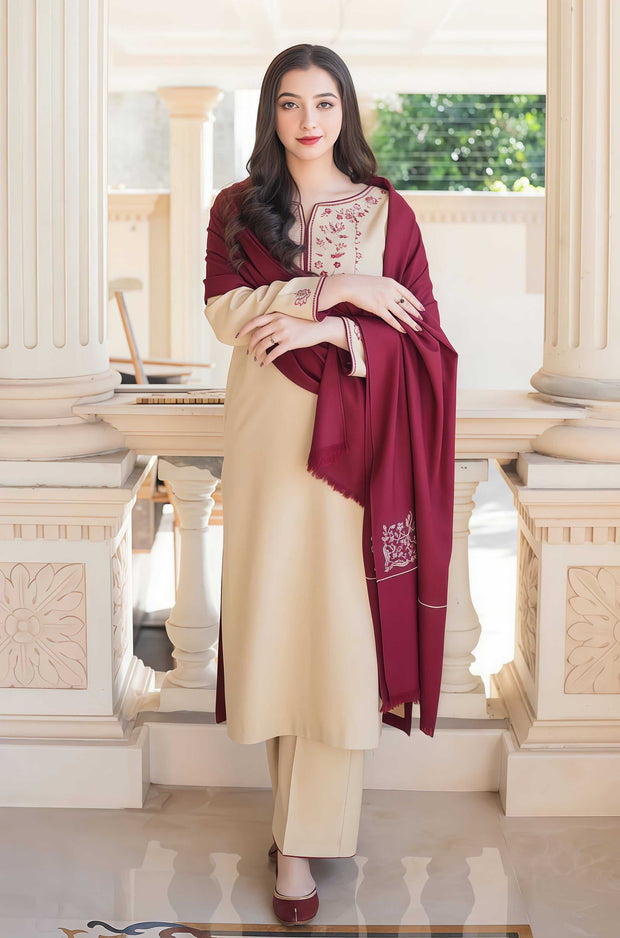 Asling Dhank Embroidered Unstitched 3 Piece Suit – Winter Collection