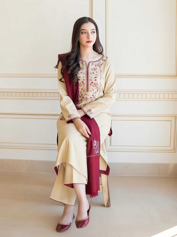 Asling Dhank Embroidered Unstitched 3 Piece Suit – Winter Collection