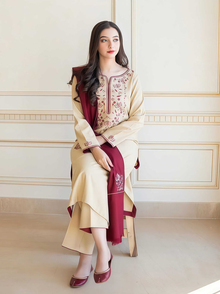 Asling Dhank Embroidered Unstitched 3 Piece Suit – Winter Collection