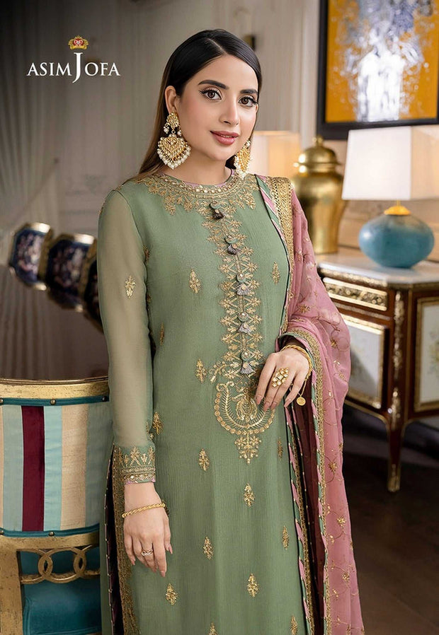 Asim Jofa Chiffon Embroidered Sequence Luxury Unstitched 3PC Suit