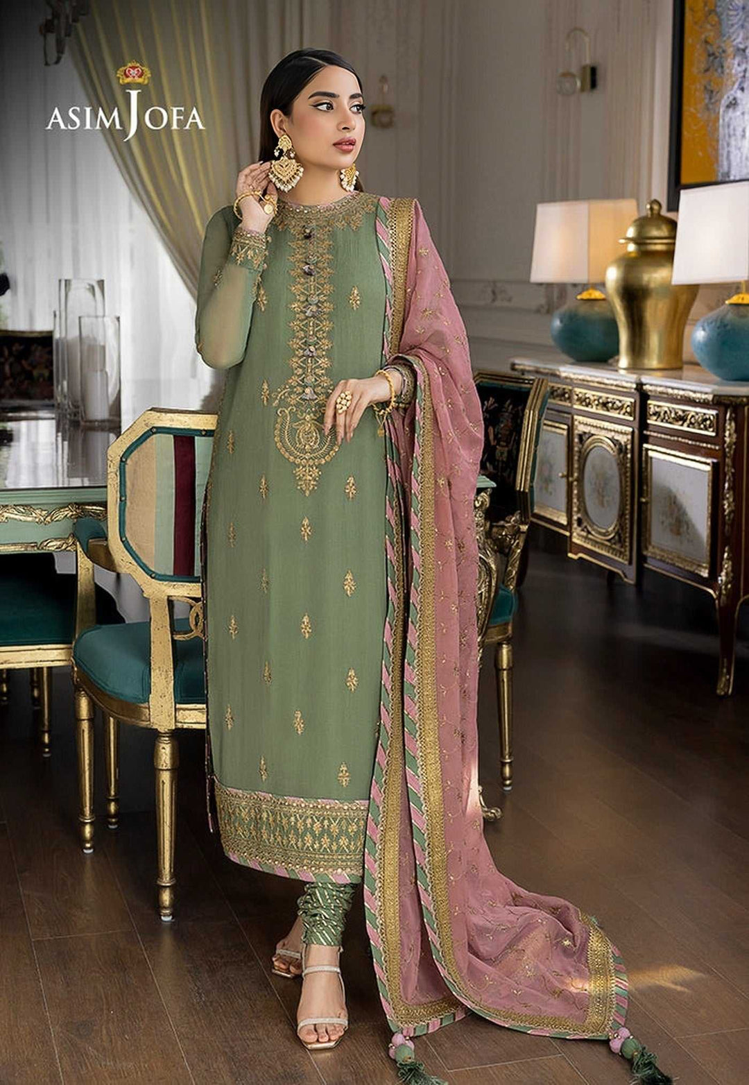 Asim Jofa Chiffon Embroidered Unstitched 3PC SE-1018