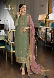Asim Jofa Chiffon Embroidered Sequence Luxury Unstitched 3PC Suit