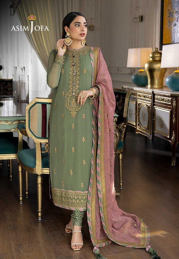 Asim Jofa Chiffon Embroidered Sequence Luxury Unstitched 3PC Suit