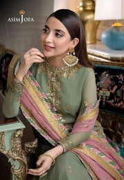 Asim Jofa Chiffon Embroidered Sequence Luxury Unstitched 3PC Suit